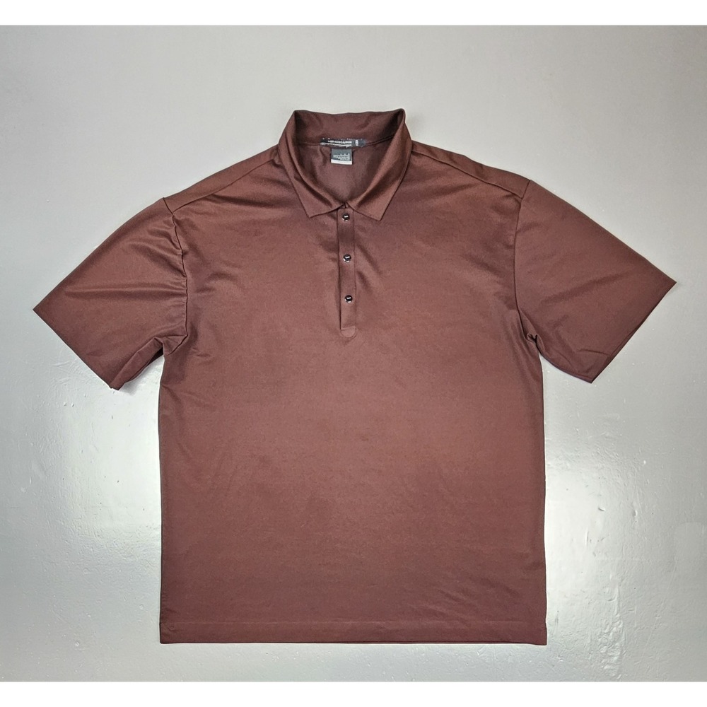 Nike Tiger‎ Woods Collection Golf Polo Shirt Mens Large Brown Platinum Snap